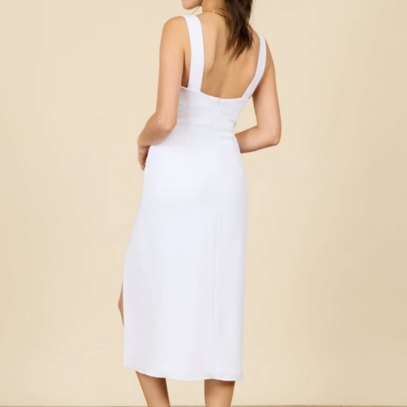 White Japanese Crepe Dress with side slit - Picture 3 of 3